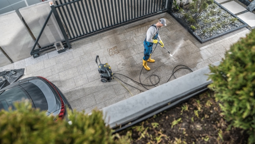 pressure washing concrete surface